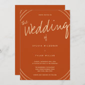 Edge Line Burnt Orange Wedding Einladung (Vorne/Hinten)