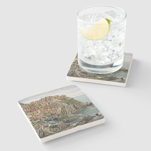 Edge of Italy - Manarola - Stone Untersetzer (Seitenansicht)