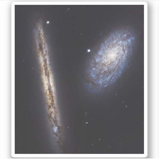 Edge-On Galaxy Ngc 4302 & Tilted Galaxy Ngc 4298 Aufkleber (Vorderseite)