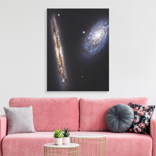Edge-On Galaxy Ngc 4302 & Tilted Galaxy Ngc 4298 Leinwanddruck (Insitu (Wohnzimmer))