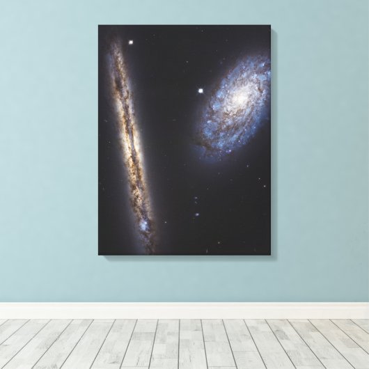 Edge-On Galaxy Ngc 4302 & Tilted Galaxy Ngc 4298 Leinwanddruck (Insitu (Holzboden))