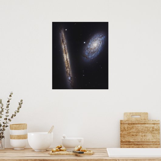 Edge-On Galaxy Ngc 4302 & Tilted Galaxy Ngc 4298 Poster (Küche)