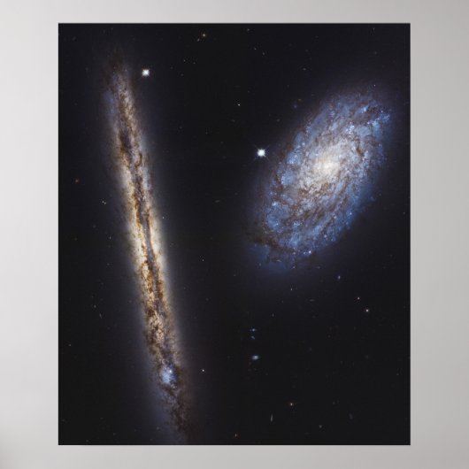 Edge-On Galaxy Ngc 4302 & Tilted Galaxy Ngc 4298 Poster (Vorne)