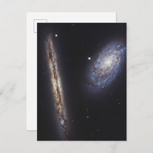 Edge-On Galaxy Ngc 4302 & Tilted Galaxy Ngc 4298 Postkarte (Vorne/Hinten)