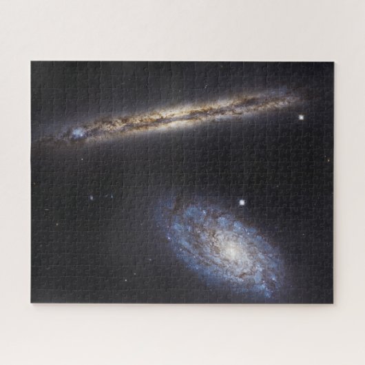 Edge-On Galaxy Ngc 4302 & Tilted Galaxy Ngc 4298 Puzzle (Horizontal)