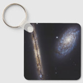 Edge-On Galaxy Ngc 4302 & Tilted Galaxy Ngc 4298 Schlüsselanhänger (Vorderseite)