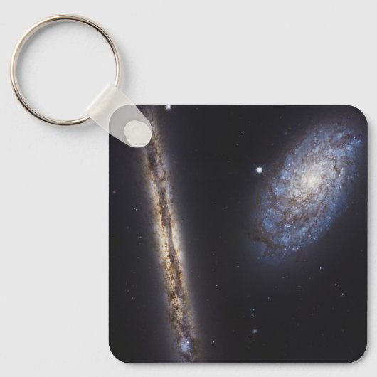 Edge-On Galaxy Ngc 4302 & Tilted Galaxy Ngc 4298 Schlüsselanhänger (Vorderseite)