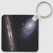 Edge-On Galaxy Ngc 4302 & Tilted Galaxy Ngc 4298 Schlüsselanhänger (Rückseite)