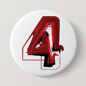 Edgy Abstrakt Red and Black Number 4 Button (Vorderseite)