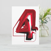 Edgy Abstrakt Red and Black Number 4 Einladung