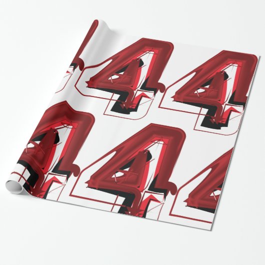 Edgy Abstrakt Red and Black Number 4 Geschenkpapier (Ungerollt)
