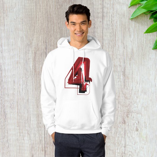 Edgy Abstrakt Red and Black Number 4 Hoodie