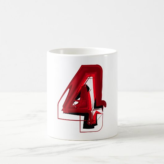 Edgy Abstrakt Red and Black Number 4 Kaffeetasse