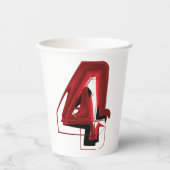 Edgy Abstrakt Red and Black Number 4 Pappbecher (Vorderseite)