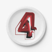 Edgy Abstrakt Red and Black Number 4 Pappteller (Vorderseite)