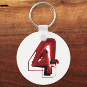 Edgy Abstrakt Red and Black Number 4 Schlüsselanhänger (Vorderseite)