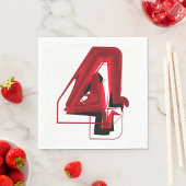 Edgy Abstrakt Red and Black Number 4 Serviette
