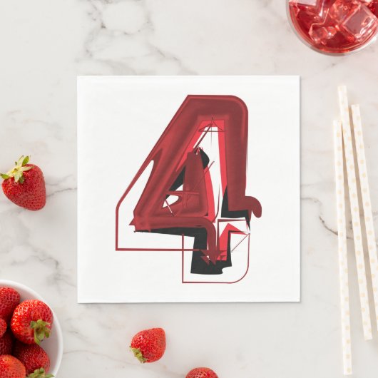 Edgy Abstrakt Red and Black Number 4 Serviette (Beispiel)
