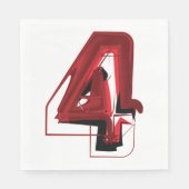 Edgy Abstrakt Red and Black Number 4 Serviette (Vorderseite)