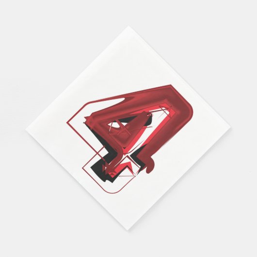 Edgy Abstrakt Red and Black Number 4 Serviette (Ecke)