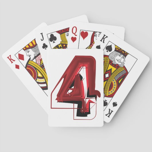 Edgy Abstrakt Red and Black Number 4 Spielkarten (Rückseite)