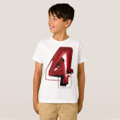 Edgy Abstrakt Red and Black Number 4 T-Shirt (Vorne ganz)