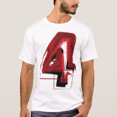 Edgy Abstrakt Red and Black Number 4 T-Shirt (Vorderseite)