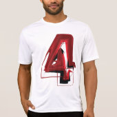 Edgy Abstrakt Red and Black Number 4 T-Shirt (Vorderseite)