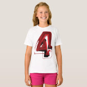 Edgy Abstrakt Red and Black Number 4 T-Shirt (Vorne ganz)