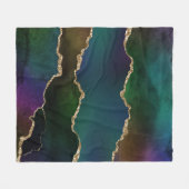 Edgy Agate | Dark Moody Jewel Tone Aquamarin Fleecedecke (Vorderseite (Horizontal))