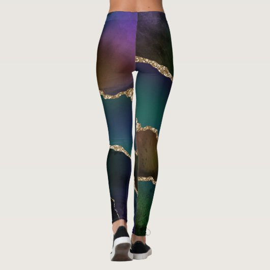 Edgy Agate | Dark Moody Jewel Tone Aquamarin Leggings (Rückseite)
