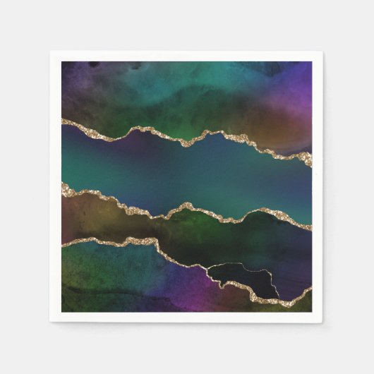 Edgy Agate | Dark Moody Jewel Tone Aquamarin Serviette (Vorderseite)