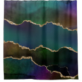 Edgy Agate | Dark Moody Jewel Tone Mystic Aquamari Duschvorhang (Vorderseite)