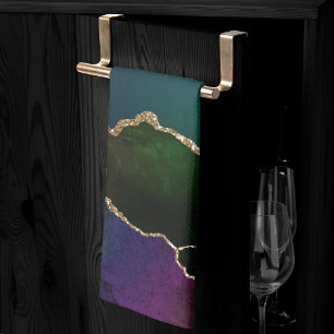 Edgy Agate   Dark Moody Jewel Tone Mystic Aquamari Geschirrtuch