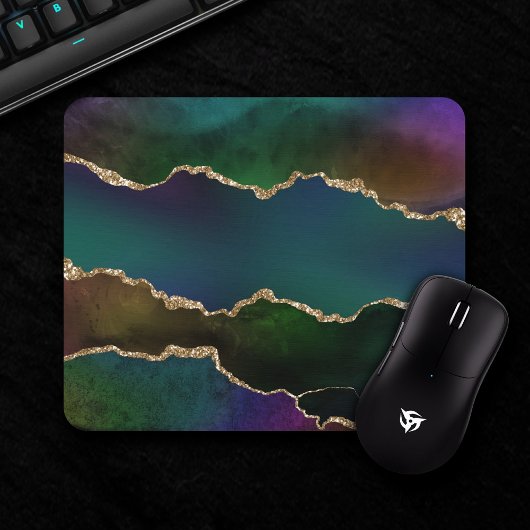 Edgy Agate | Dark Moody Jewel Tone Mystic Aquamari Mousepad