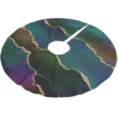 Edgy Agate | Dark Moody Jewel Tone Mystic Aquamari Polyester Weihnachtsbaumdecke (Schrägansicht)