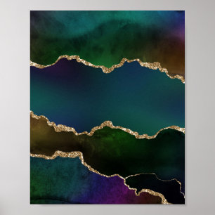 Edgy Agate   Dark Moody Jewel Tone Mystic Aquamari Poster