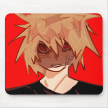 Edgy Anime Boy Aesthetic Mousepad - Red & Black Gr