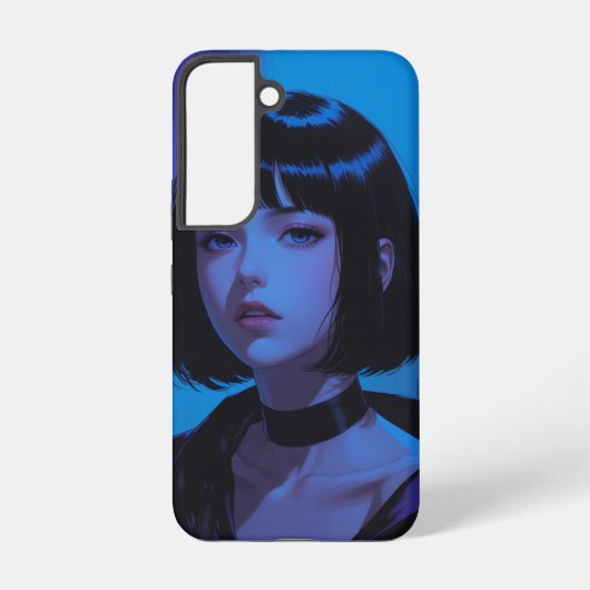 Edgy Anime Girl Samsung Case- Dark Cyber Ästhetik Samsung Galaxy Hülle (Rückseite)