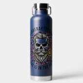 Edgy Barber Skull & Rose Valentine Stainless Steel Trinkflasche (Vorderseite)
