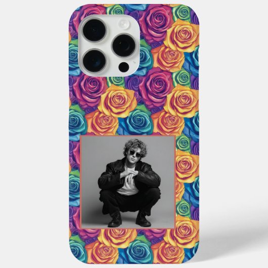 Edgy Birthday Party Rose Flower Photo  Case-Mate iPhone Hülle (Rückseite)