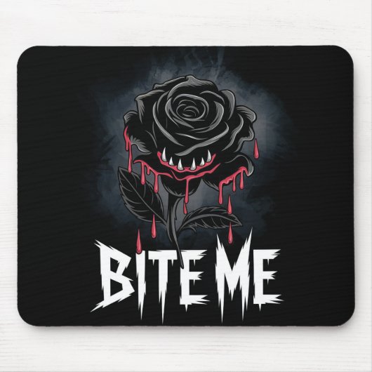 Edgy 'Bite Me' Gothic Rose Design Mousepad (Vorne)