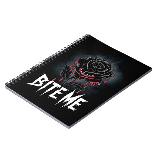 Edgy 'Bite Me' Gothic Rose Design Notizblock (Linke Seite)