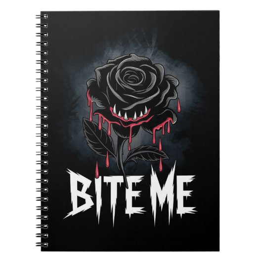 Edgy 'Bite Me' Gothic Rose Design Notizblock (Vorderseite)