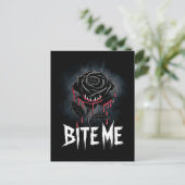 Edgy 'Bite Me' Gothic Rose Design Postkarte (Stehend Vorderseite)