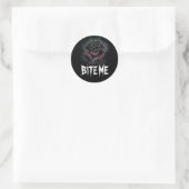 Edgy 'Bite Me' Gothic Rose Design Runder Aufkleber (Tasche)