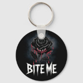 Edgy 'Bite Me' Gothic Rose Design Schlüsselanhänger (Rückseite)