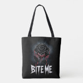 Edgy 'Bite Me' Gothic Rose Design Tasche (Rückseite)