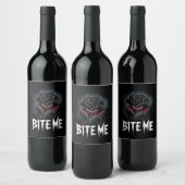 Edgy 'Bite Me' Gothic Rose Design Weinetikett (Flaschen)