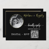 Edgy Black Foto Monogram Fab DIGITAL RSVP CARD Einladung (Vorne/Hinten)